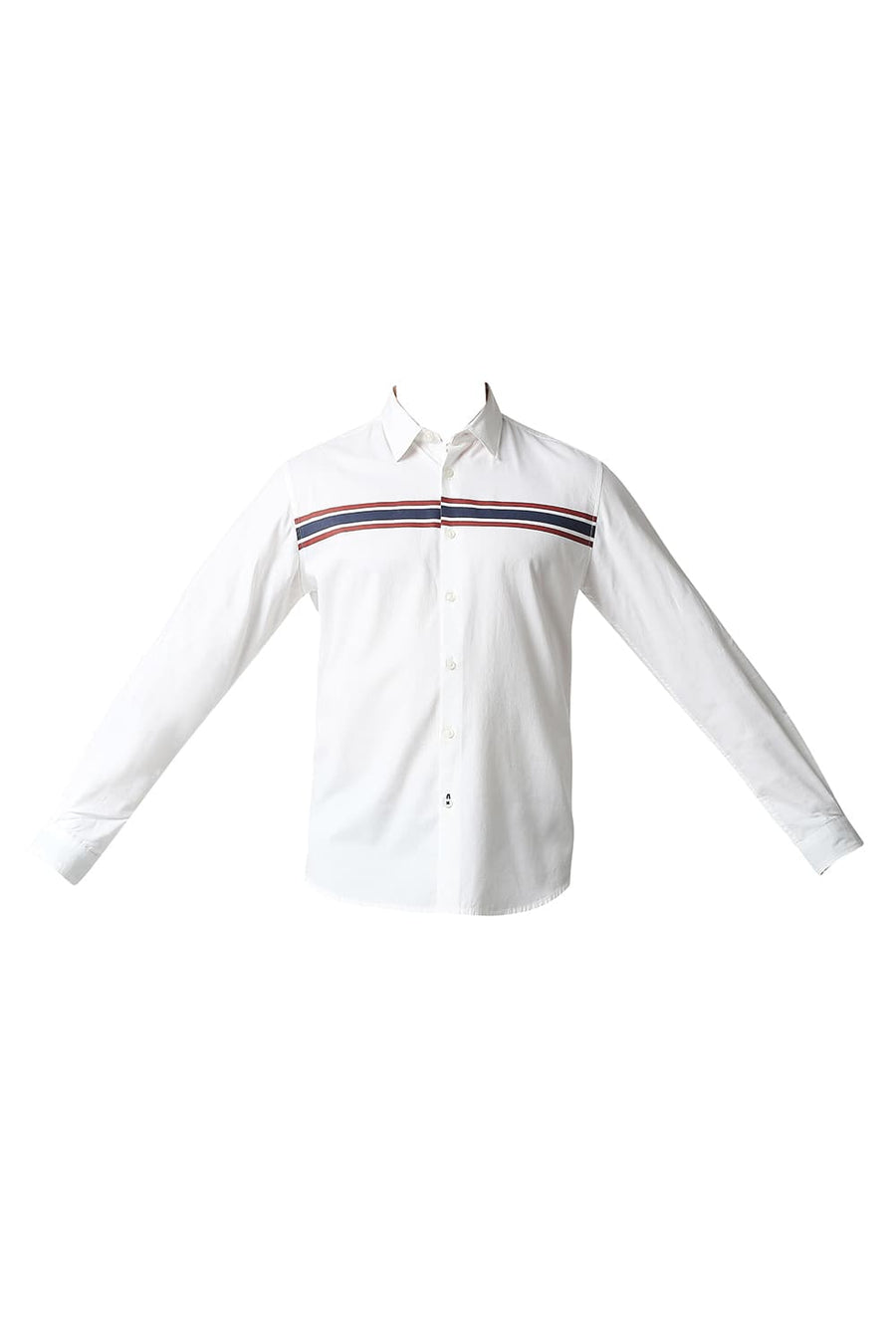 BASICS SLIM FIT CLOUD DANCER WHITE OXFORD STRIPE SHIRT