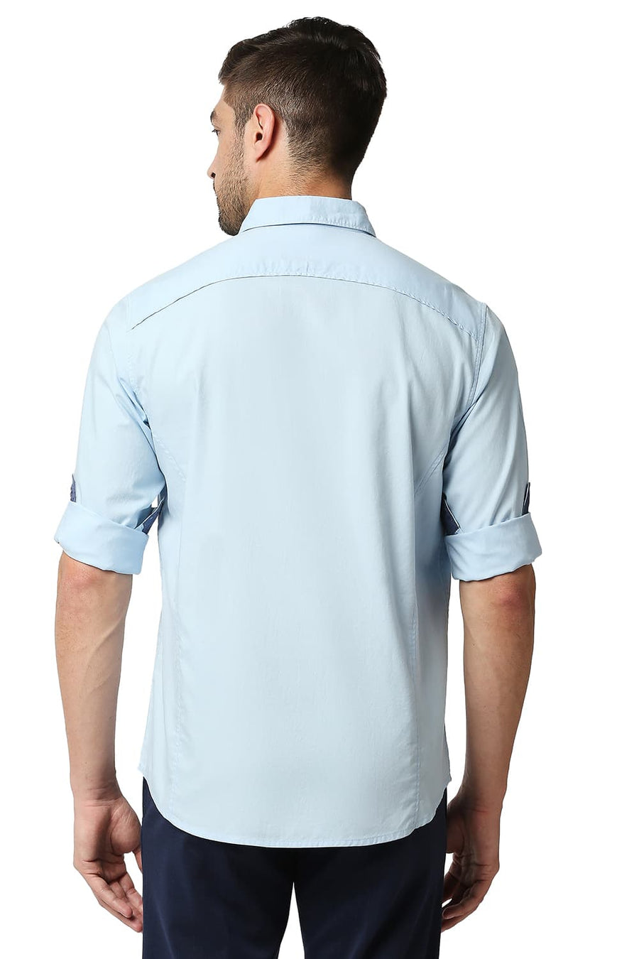 BASICS SLIM FIT BLUE SKY OXFORD STRIPE SHIRT