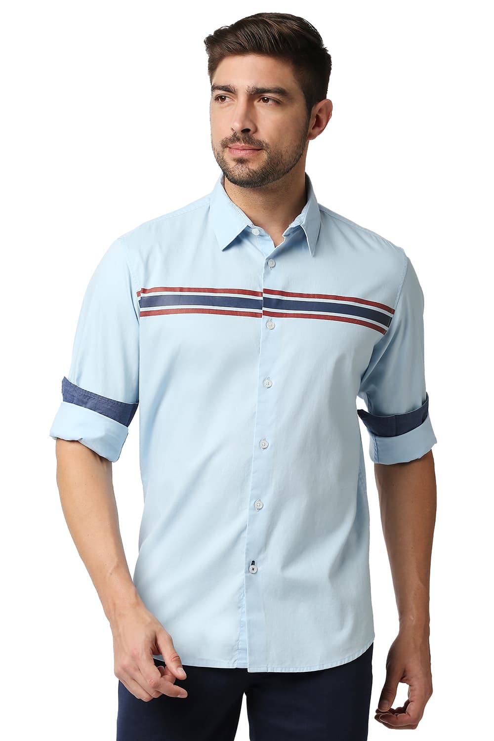 BASICS SLIM FIT OXFORD STRIPE SHIRT