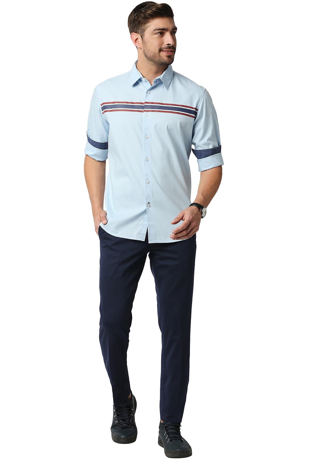 BASICS SLIM FIT OXFORD STRIPE SHIRT