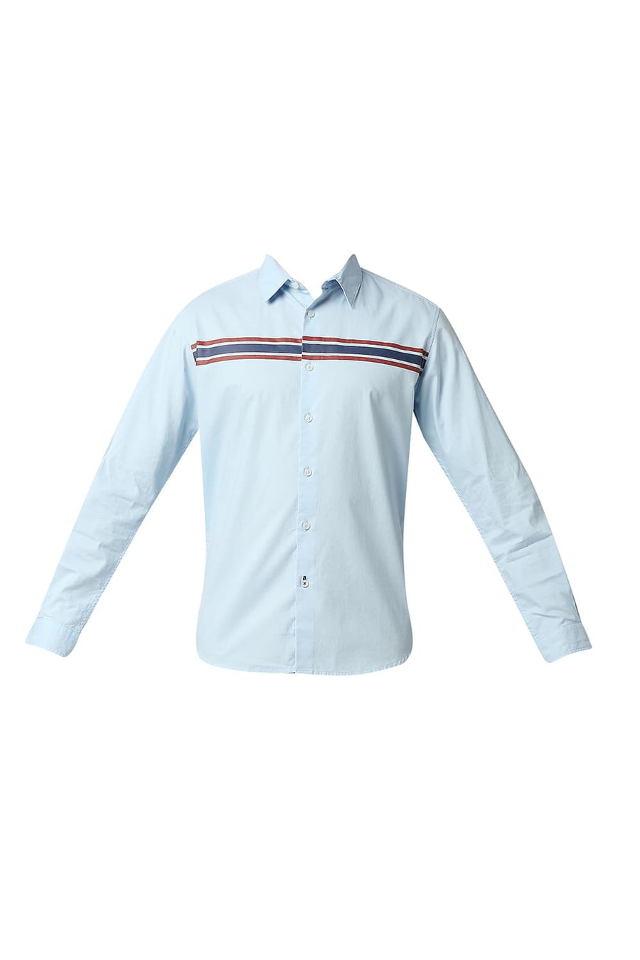 BASICS SLIM FIT BLUE SKY OXFORD STRIPE SHIRT