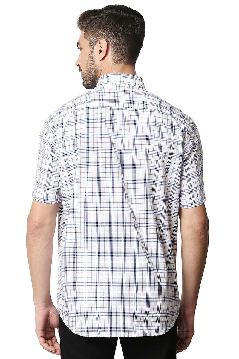 BASICS SLIM FIT CHECKS HALFSLEEVES SHIRT