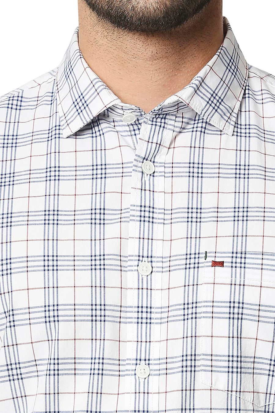 BASICS SLIM FIT MEDIEVAL BLUE CHECKS SHIRT