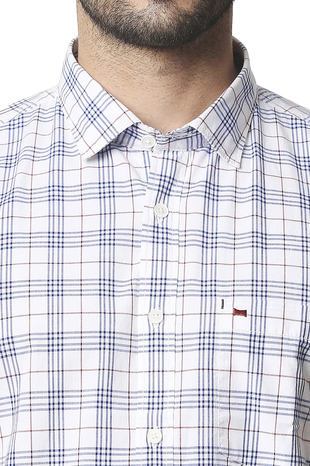 BASICS SLIM FIT CHECKS HALFSLEEVES SHIRT