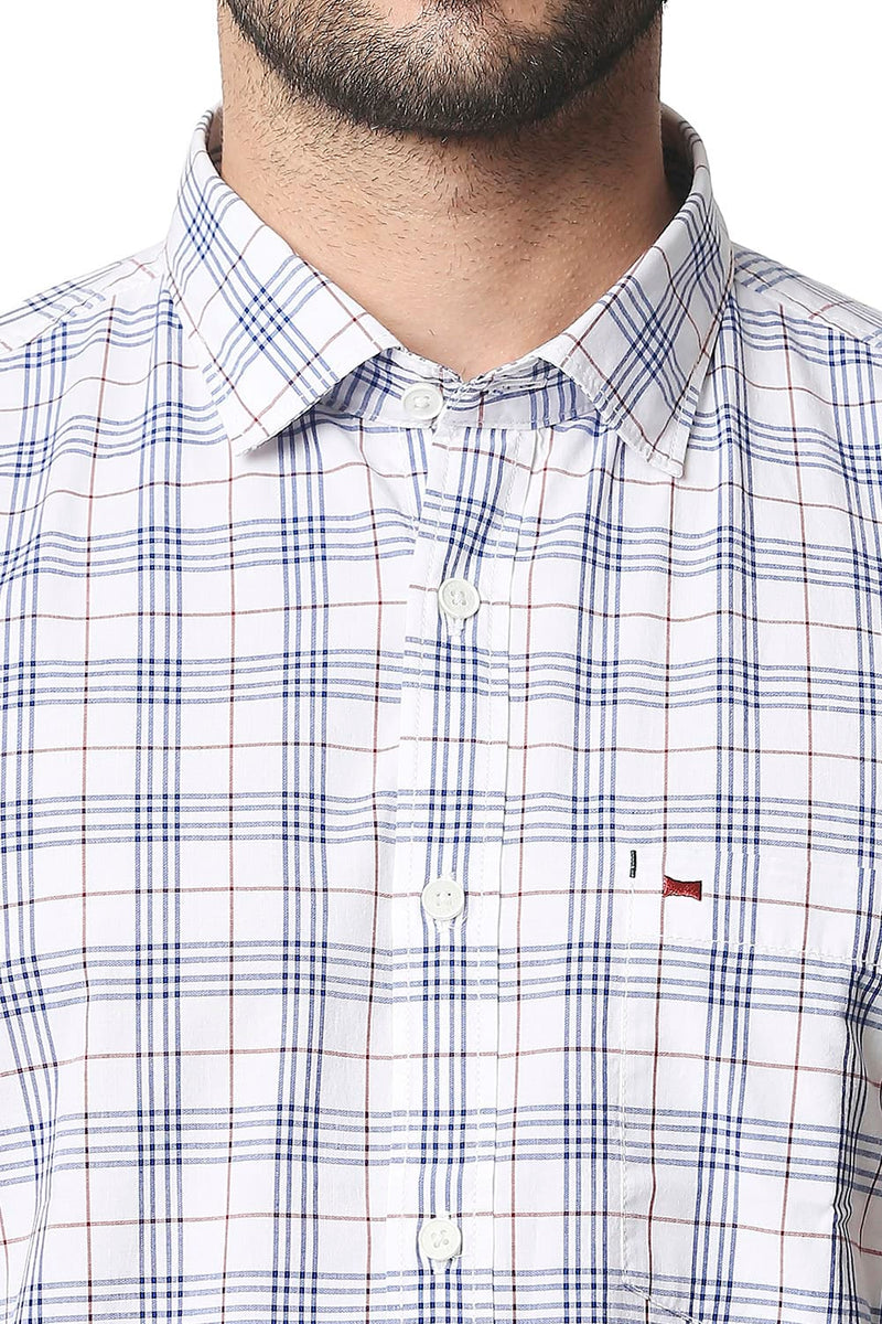 BASICS SLIM FIT CHECKS HALFSLEEVES SHIRT