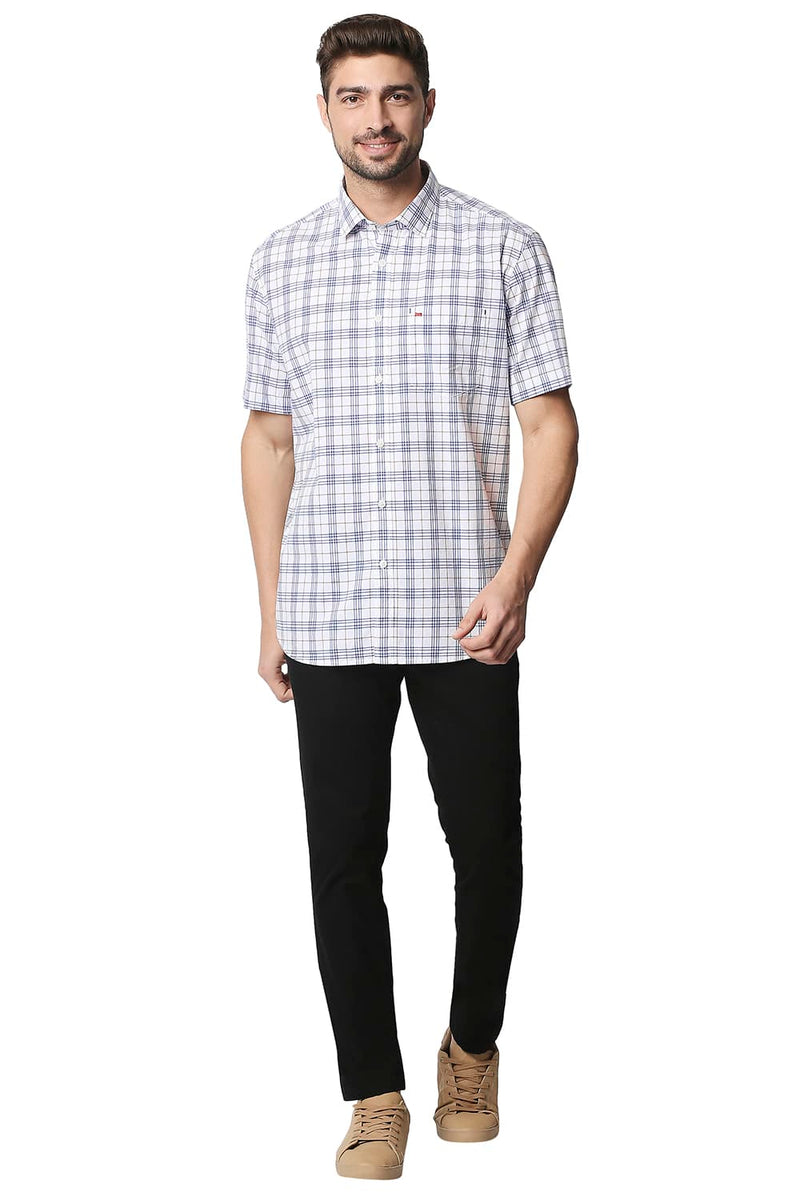 BASICS SLIM FIT CHECKS HALFSLEEVES SHIRT