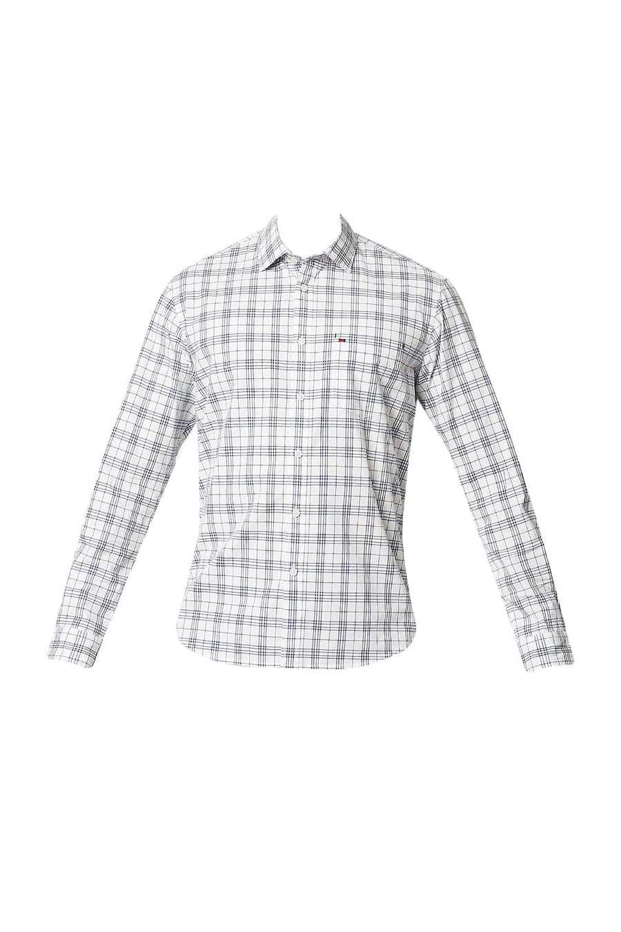 BASICS SLIM FIT MEDIEVAL BLUE CHECKS SHIRT
