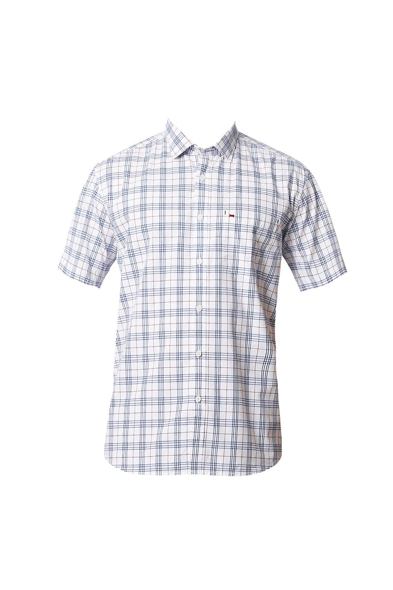 BASICS SLIM FIT CHECKS HALFSLEEVES SHIRT