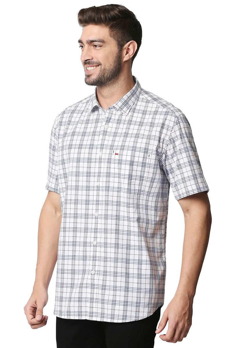 BASICS SLIM FIT CHECKS HALFSLEEVES SHIRT