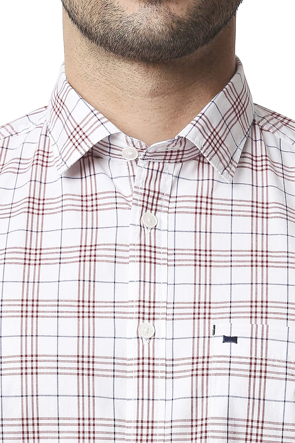 BASICS SLIM FIT CHECKS HALFSLEEVES SHIRT