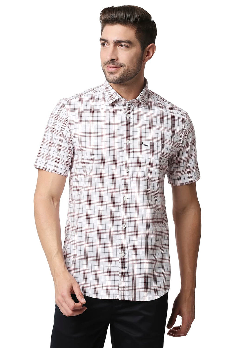 BASICS SLIM FIT CHECKS HALFSLEEVES SHIRT