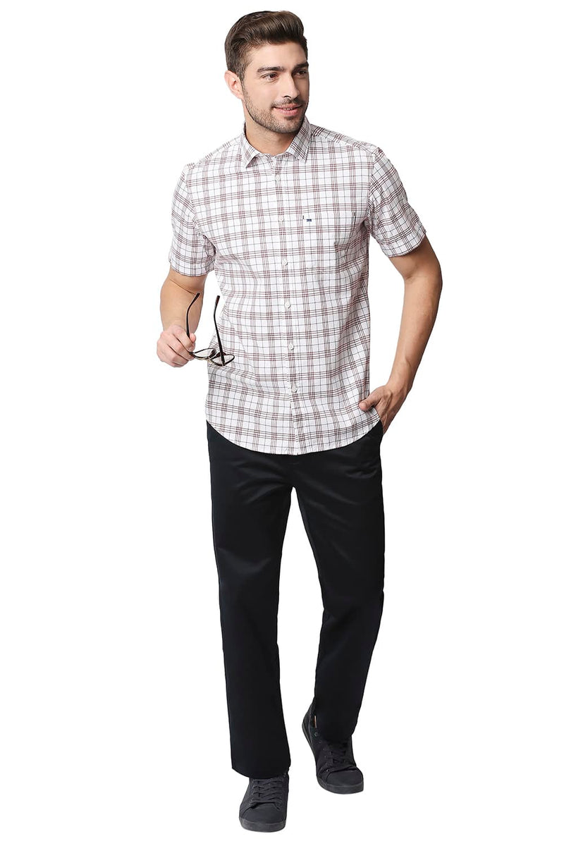 BASICS SLIM FIT CHECKS HALFSLEEVES SHIRT