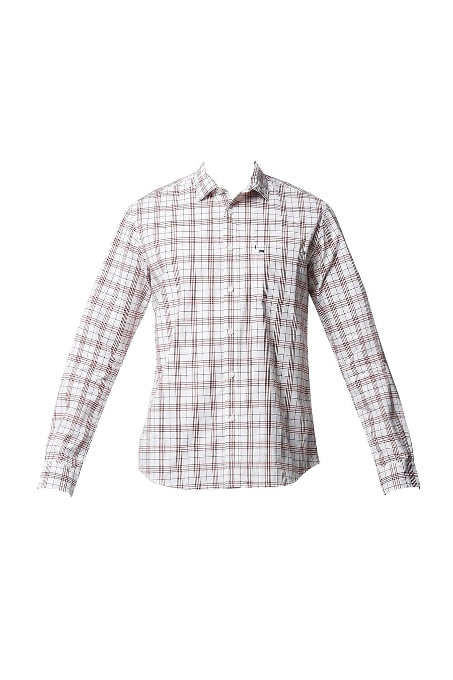 BASICS SLIM FIT GARNET RED CHECKS SHIRT