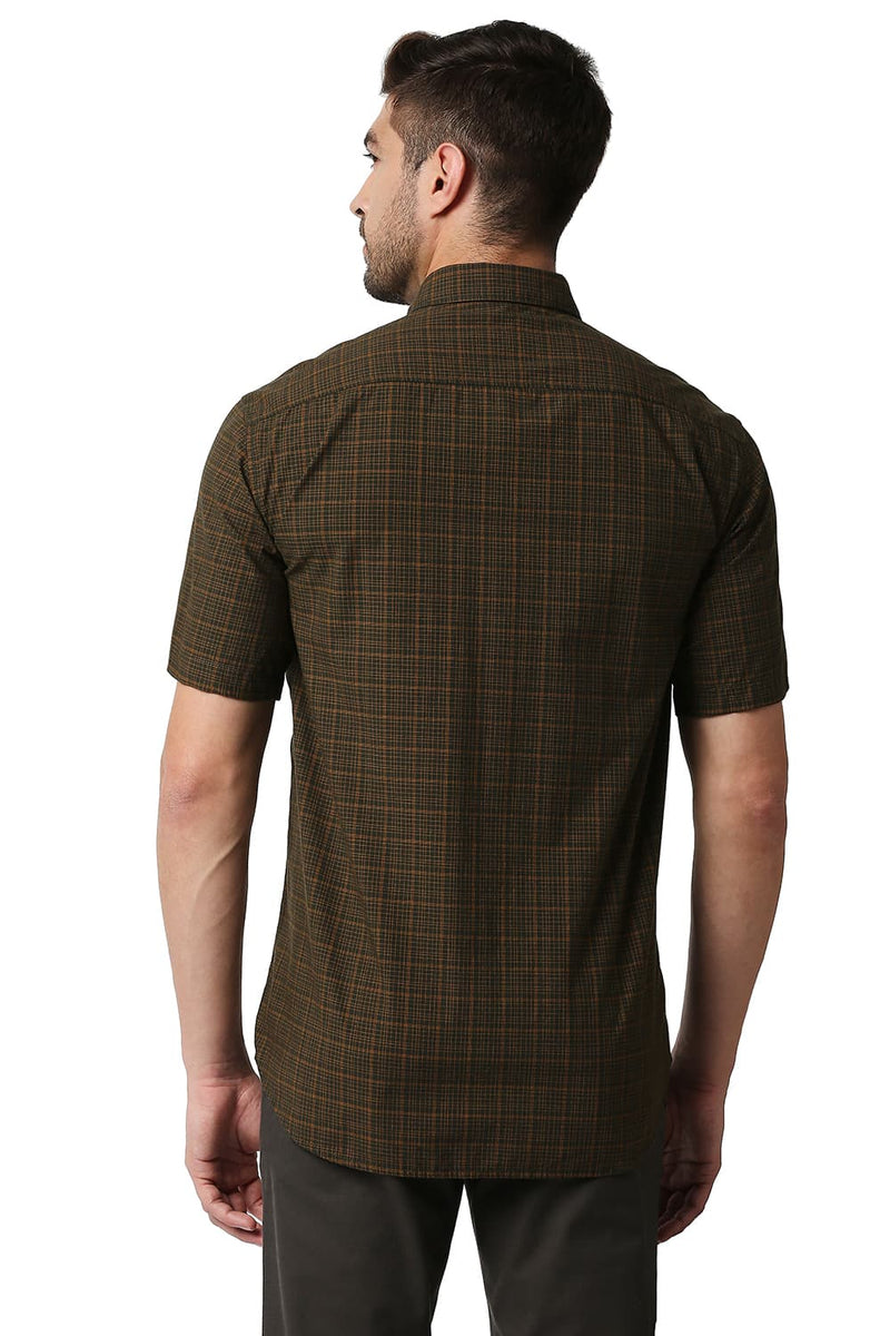 BASICS SLIM FIT CHECKS HALFSLEEVES SHIRT