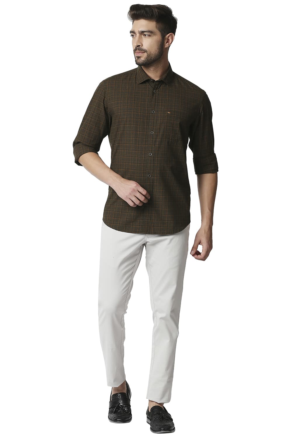 BASICS SLIM FIT CHECKS SHIRT