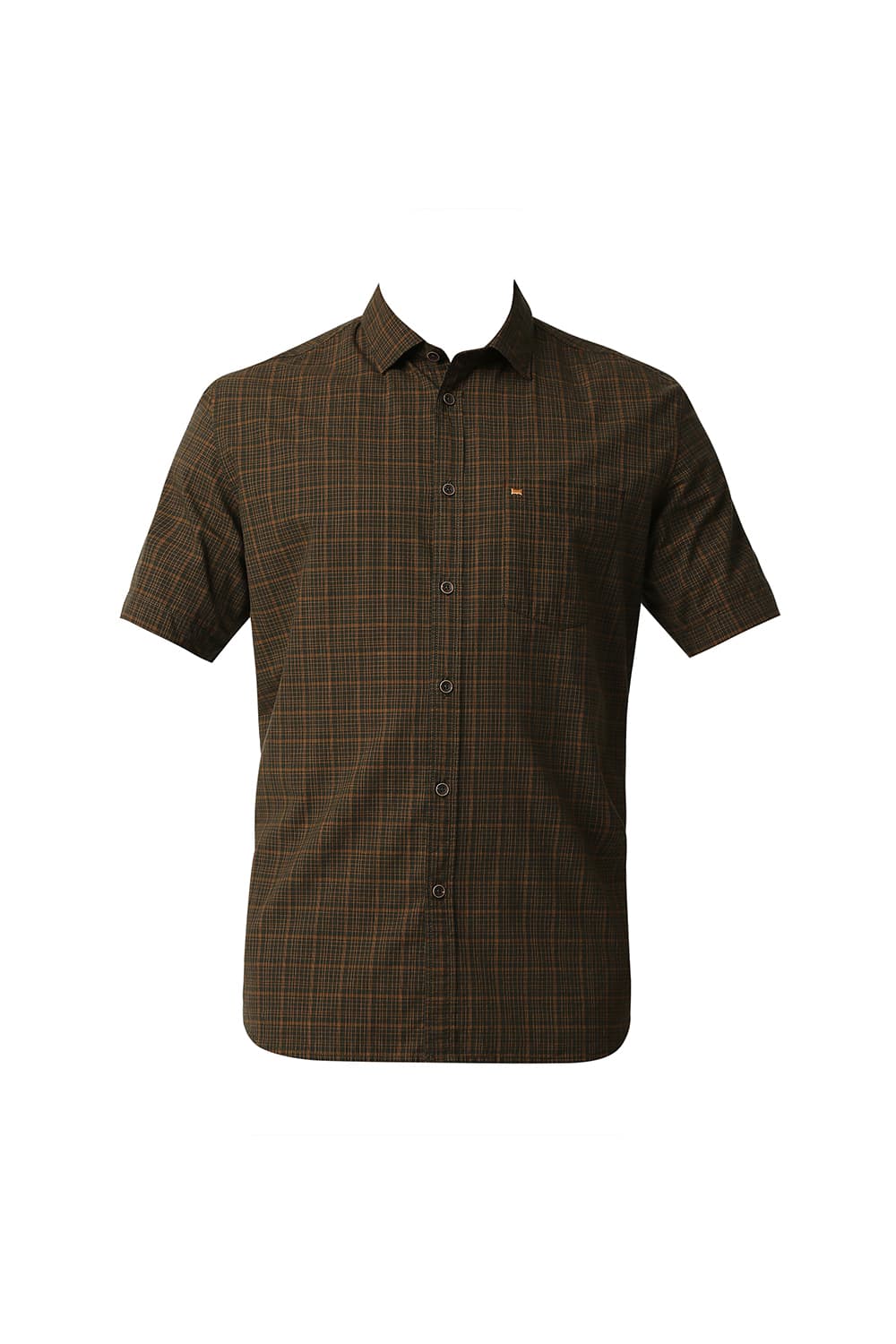 BASICS SLIM FIT CHECKS HALFSLEEVES SHIRT