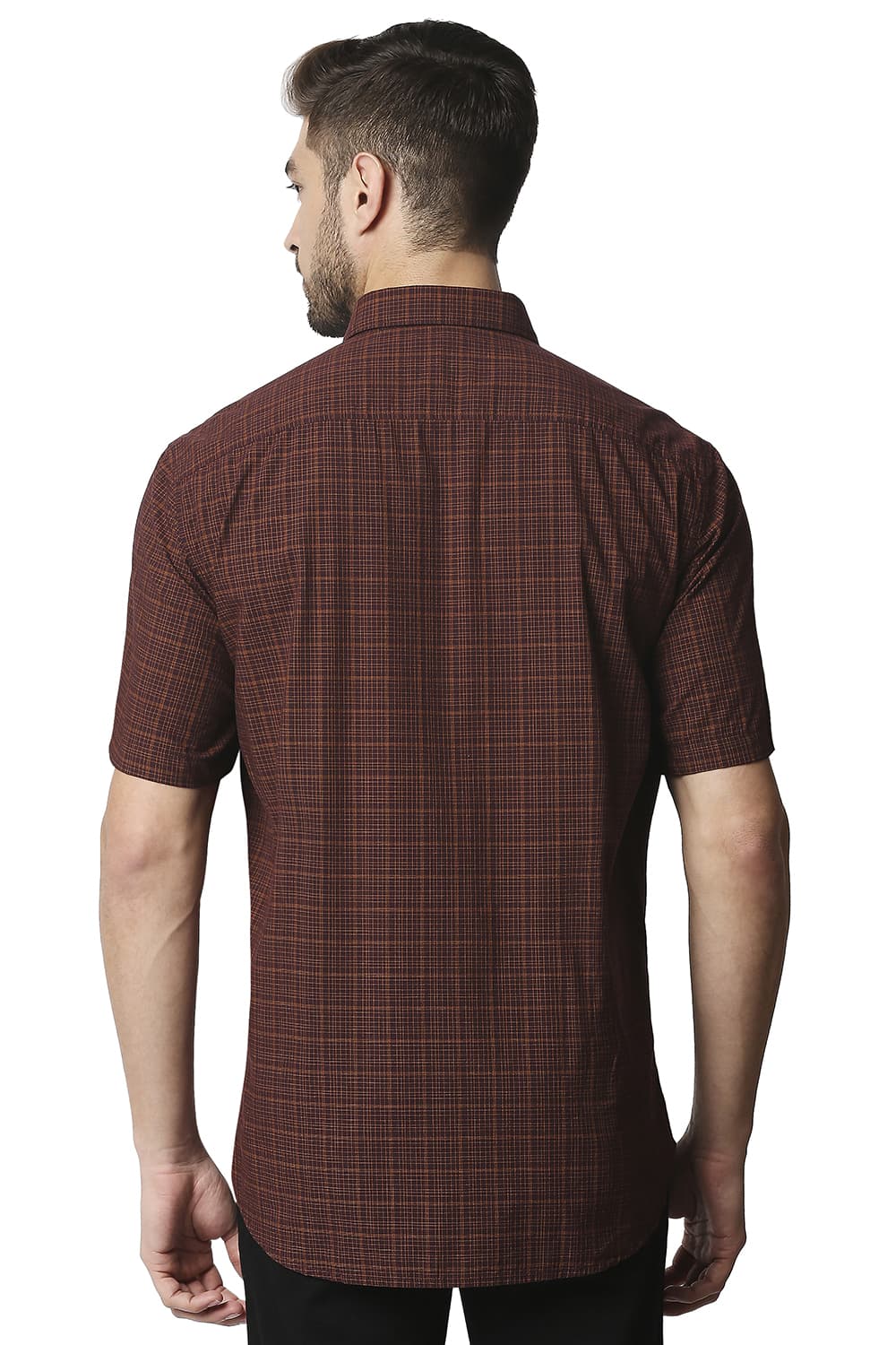 BASICS SLIM FIT CHECKS HALFSLEEVES SHIRT