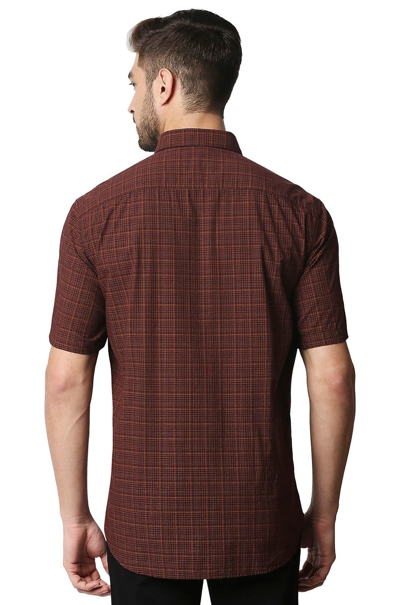 BASICS SLIM FIT CHECKS HALFSLEEVES SHIRT