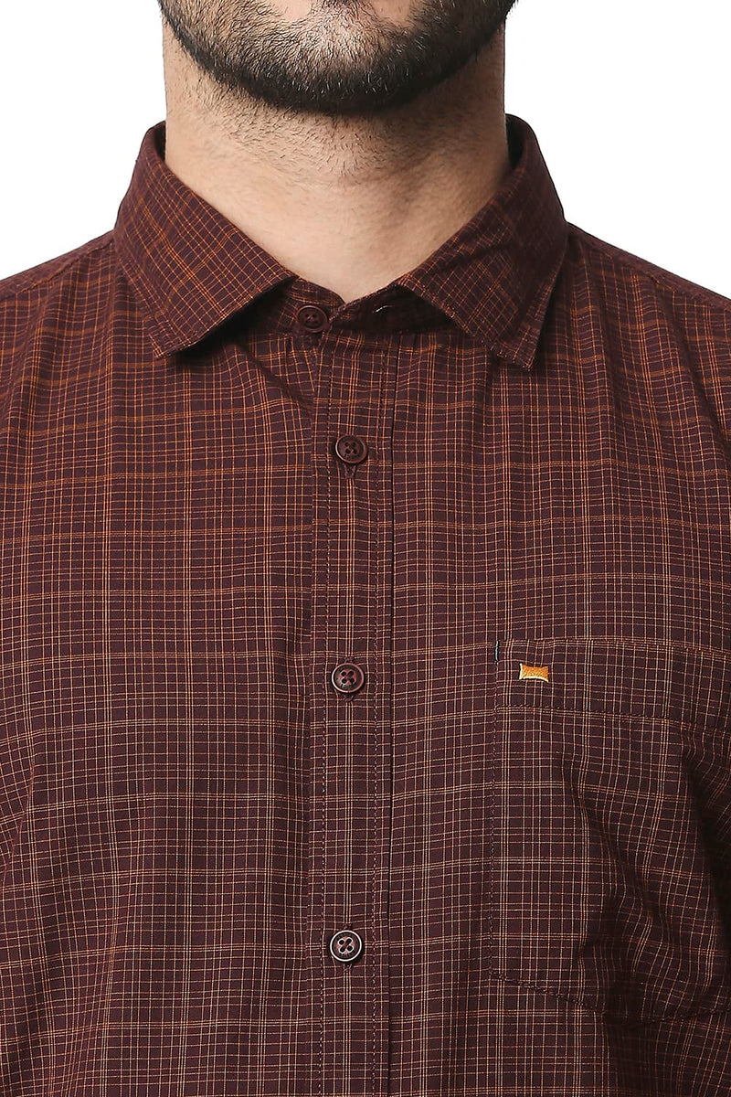 BASICS SLIM FIT CHECKS HALFSLEEVES SHIRT