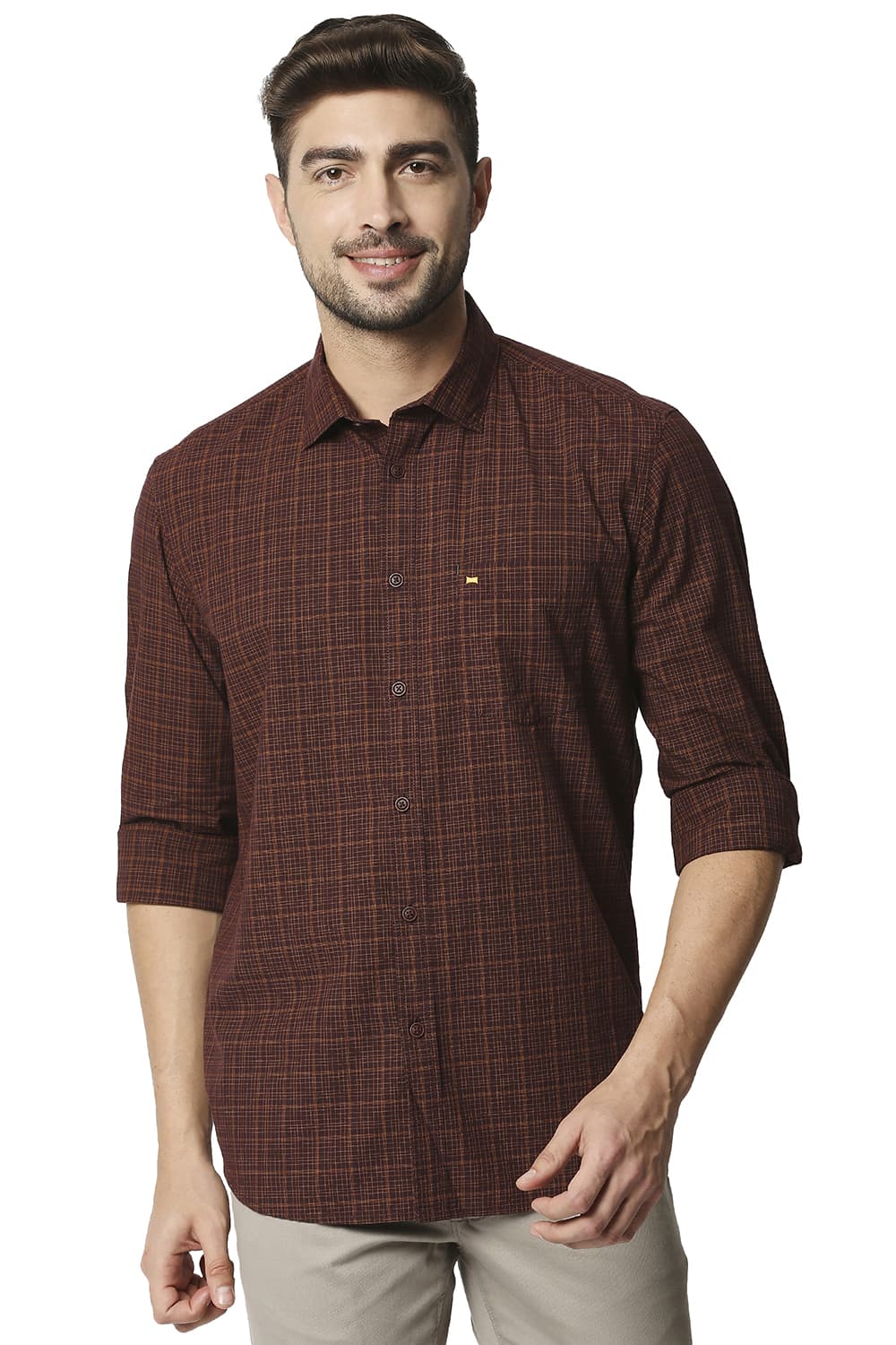 BASICS SLIM FIT CHECKS SHIRT