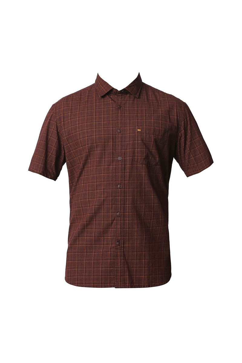 BASICS SLIM FIT CHECKS HALFSLEEVES SHIRT