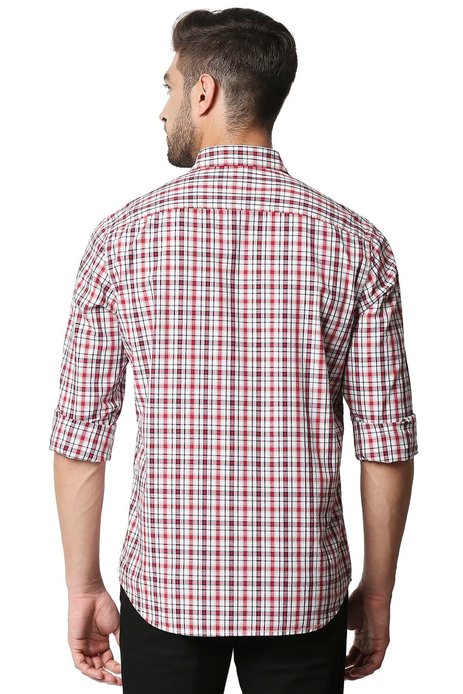 BASICS SLIM FIT CRIMSON RED CHECKS SHIRT