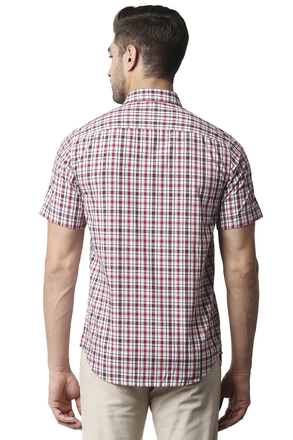 BASICS SLIM FIT CHECKS HALFSLEEVES SHIRT