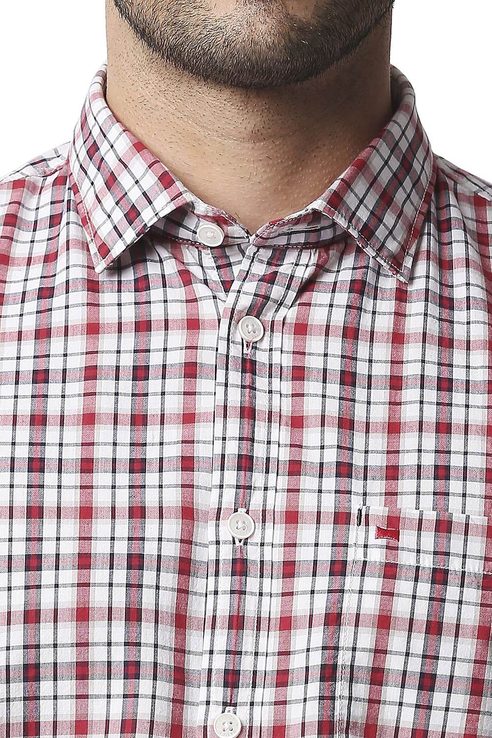 BASICS SLIM FIT CHECKS HALFSLEEVES SHIRT