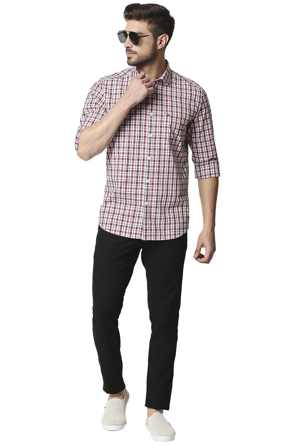 BASICS SLIM FIT CHECKS SHIRT