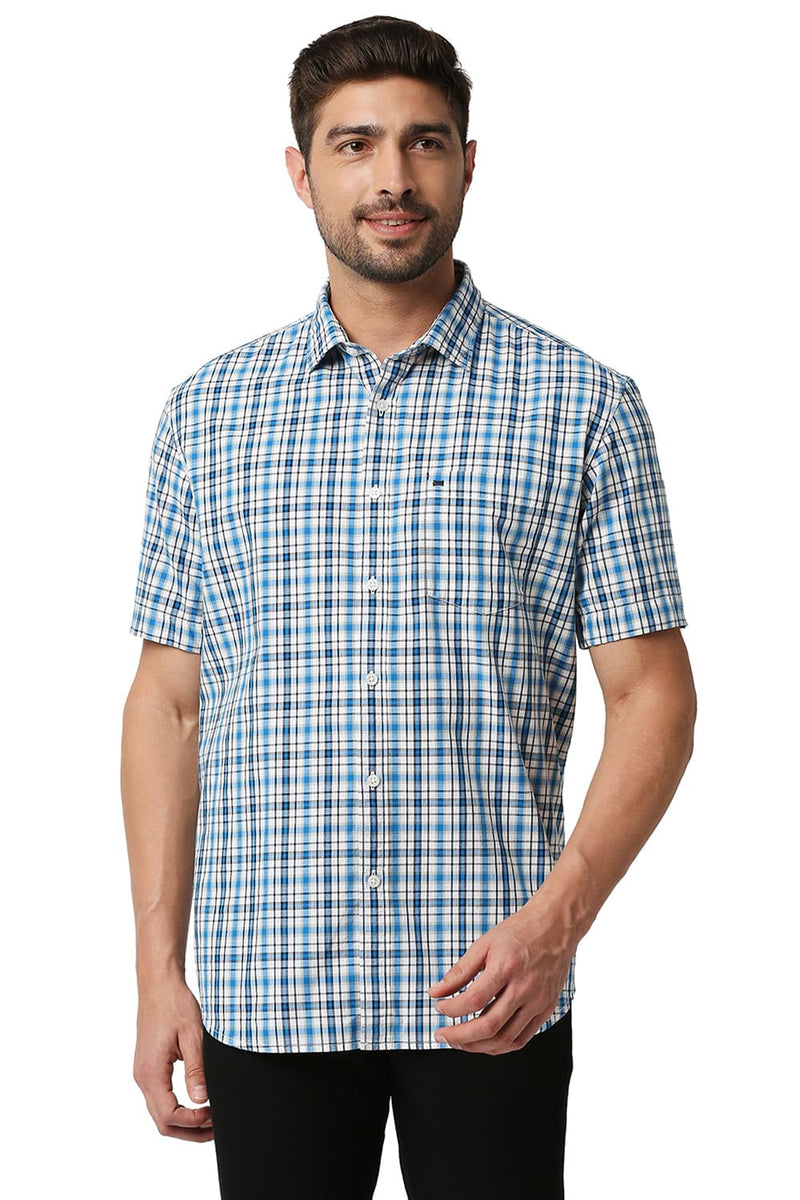 BASICS SLIM FIT CHECKS HALFSLEEVES SHIRT