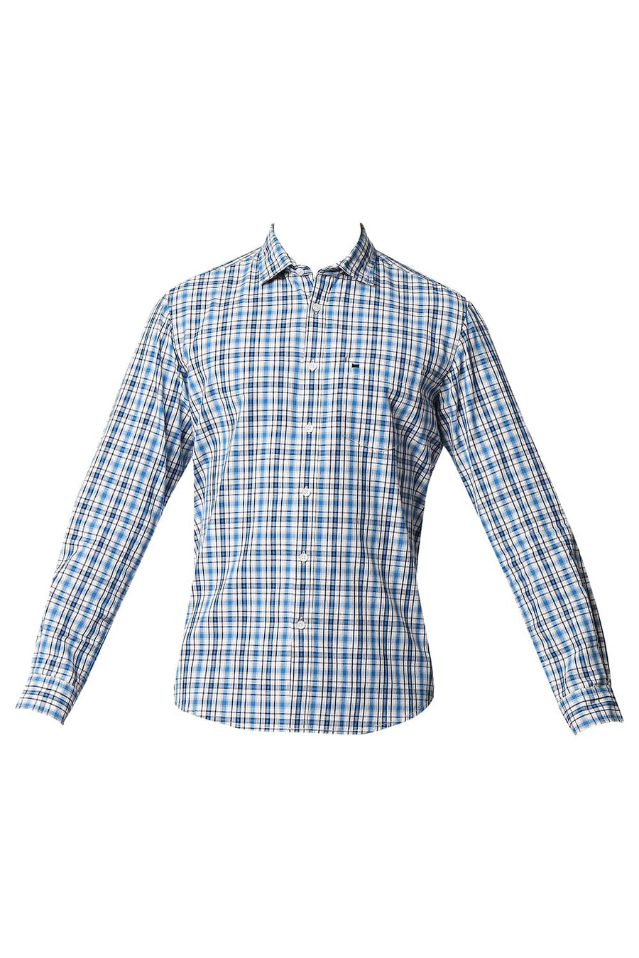 BASICS SLIM FIT DRESDEN BLUE CHECKS SHIRT