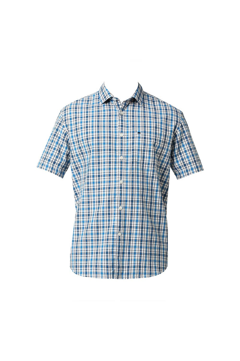 BASICS SLIM FIT CHECKS HALFSLEEVES SHIRT