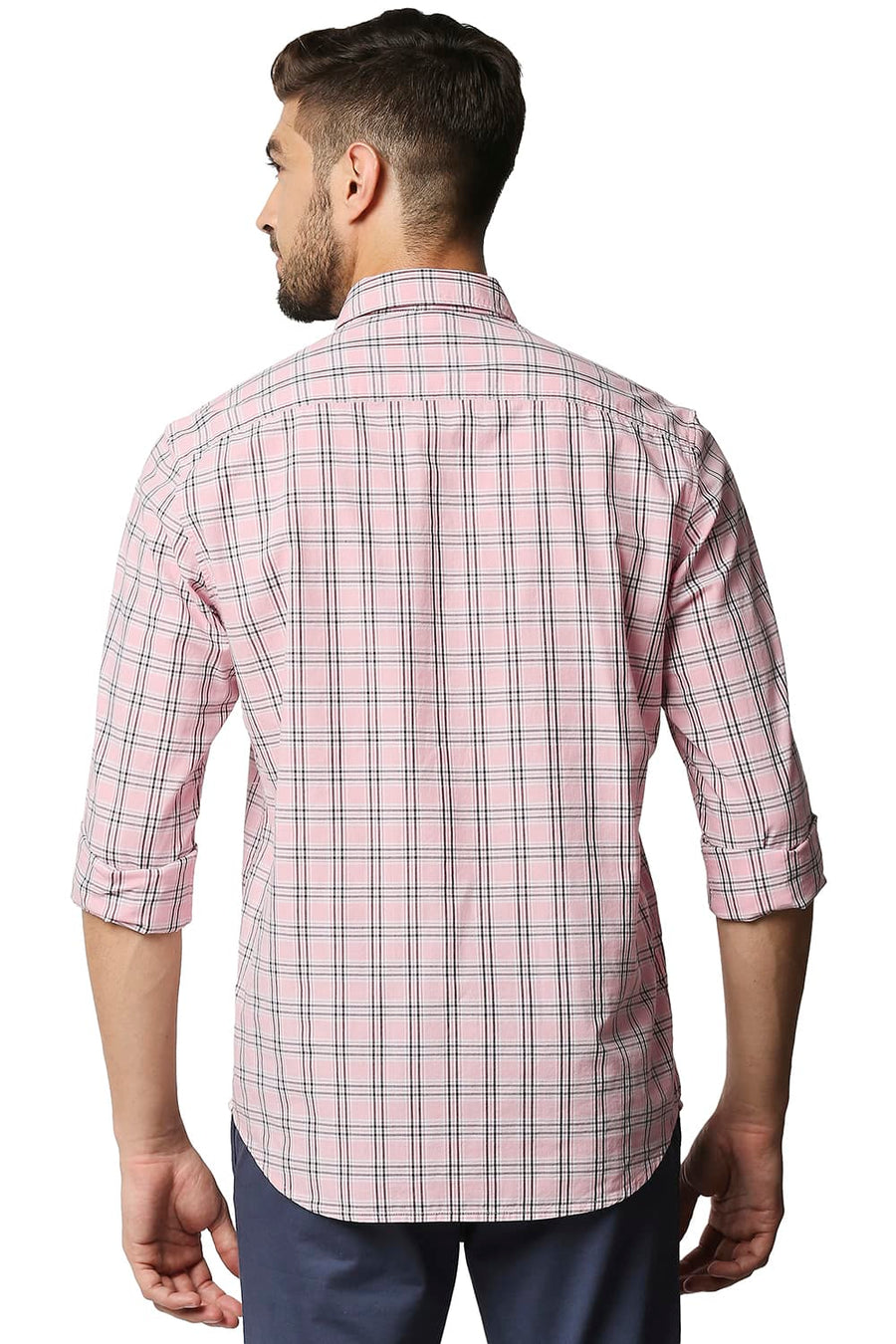 BASICS SLIM FIT QUARTZ PINK CHECKS SHIRT