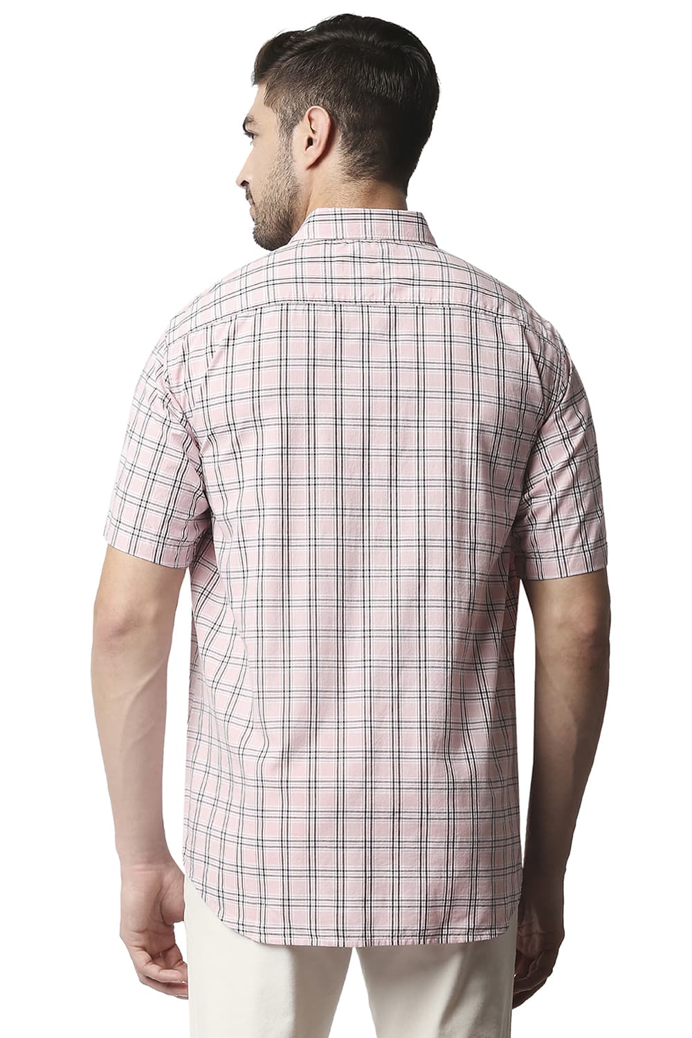 BASICS SLIM FIT CHECKS HALFSLEEVES SHIRT