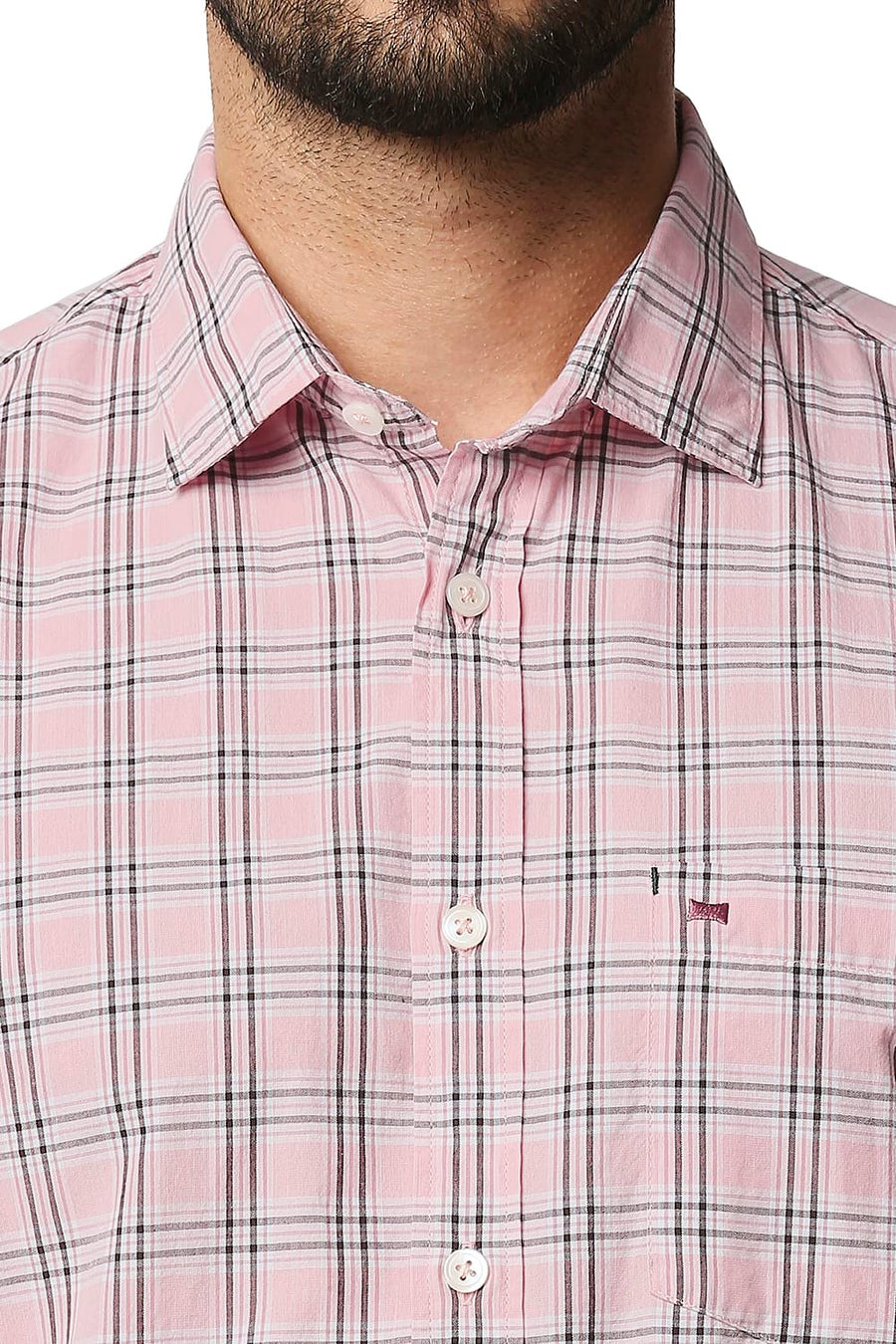 BASICS SLIM FIT QUARTZ PINK CHECKS SHIRT