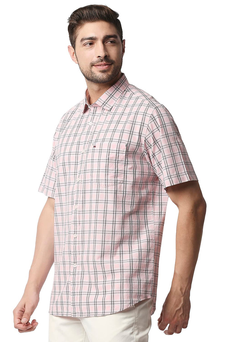 BASICS SLIM FIT CHECKS HALFSLEEVES SHIRT