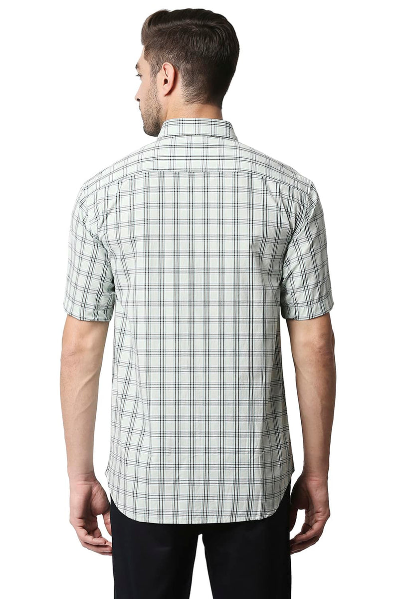 BASICS SLIM FIT CHECKS HALFSLEEVES SHIRT