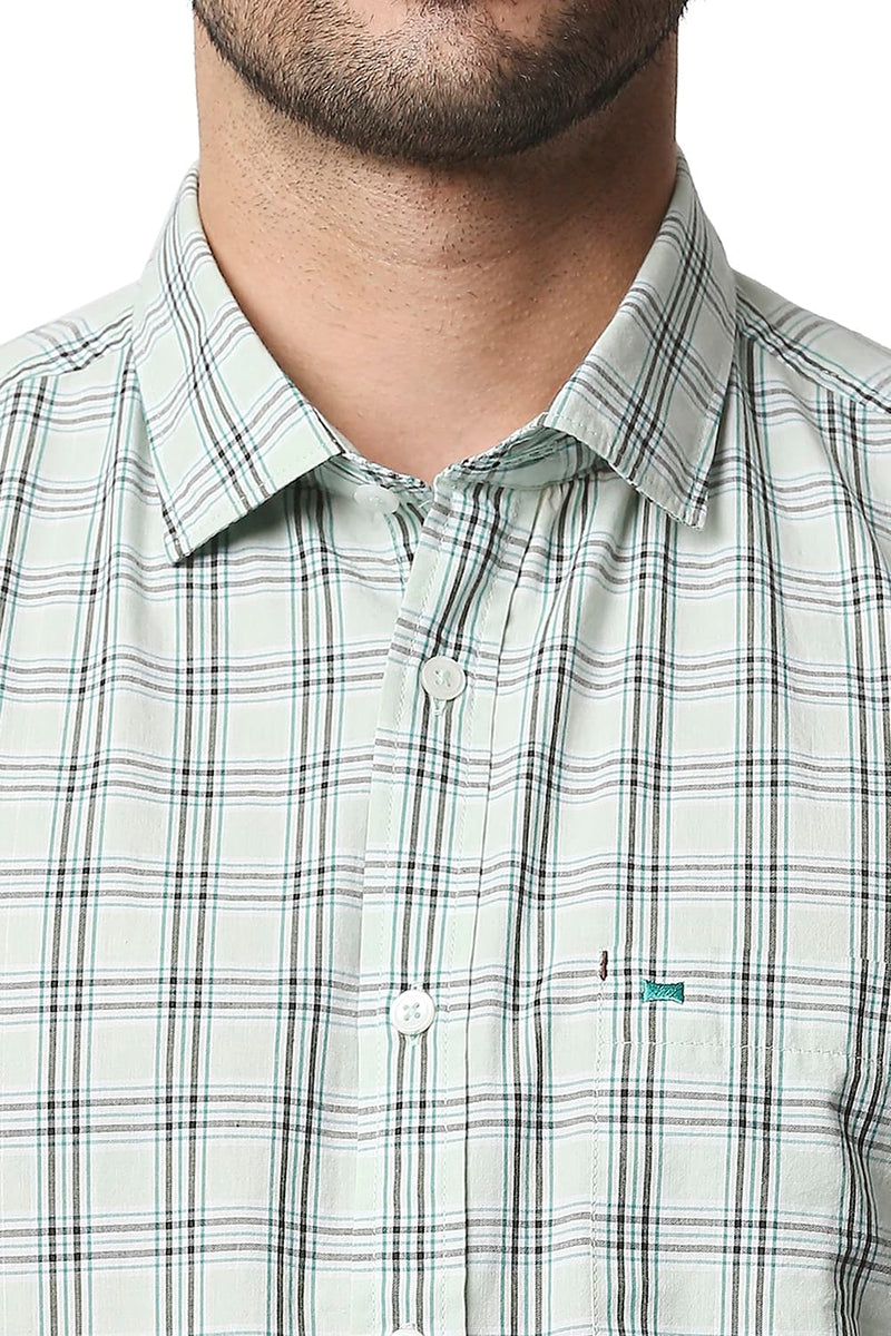 BASICS SLIM FIT CHECKS HALFSLEEVES SHIRT