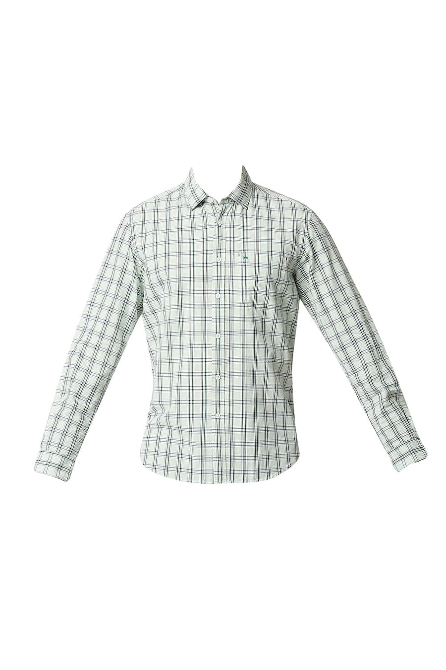 BASICS SLIM FIT DEWKIST GREEN CHECKS SHIRT