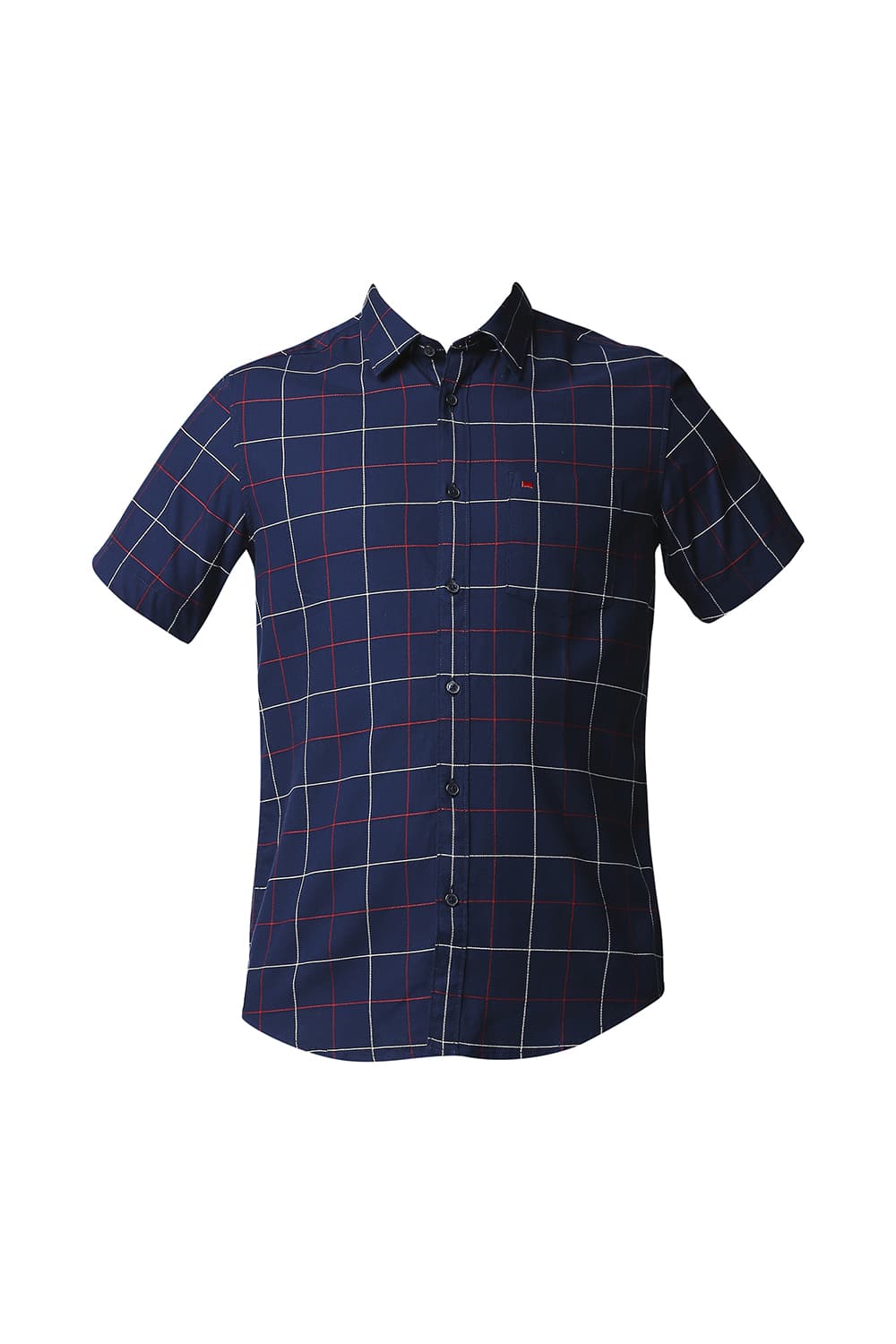 BASICS SLIM FIT DOBBY CHECKS HALFSLEEVES SHIRT