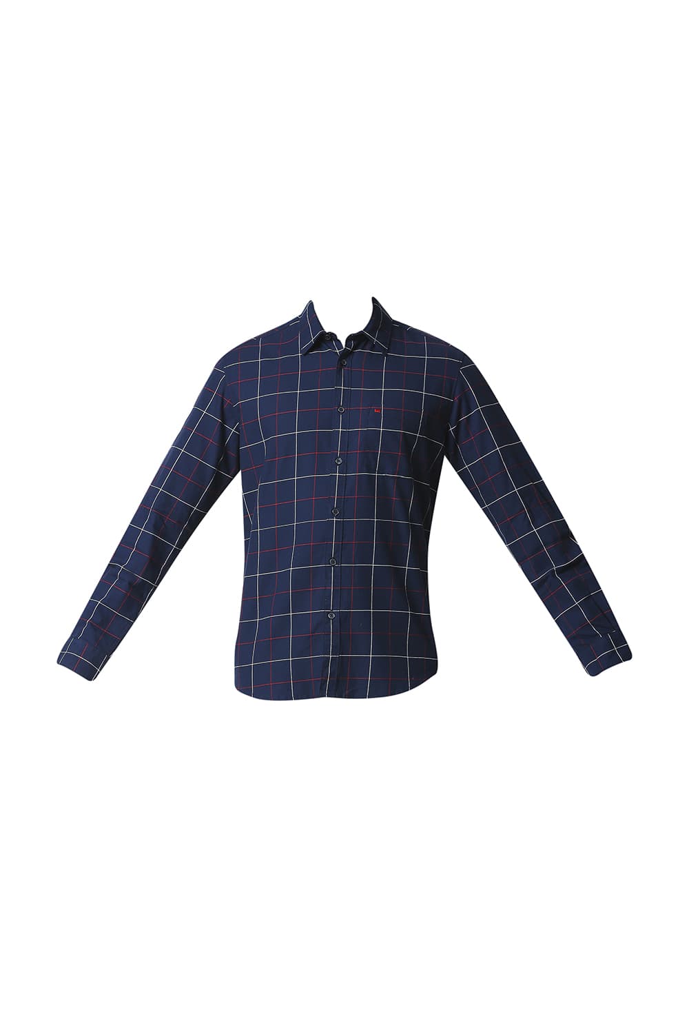 BASICS SLIM FIT DOBBY CHECKS SHIRT