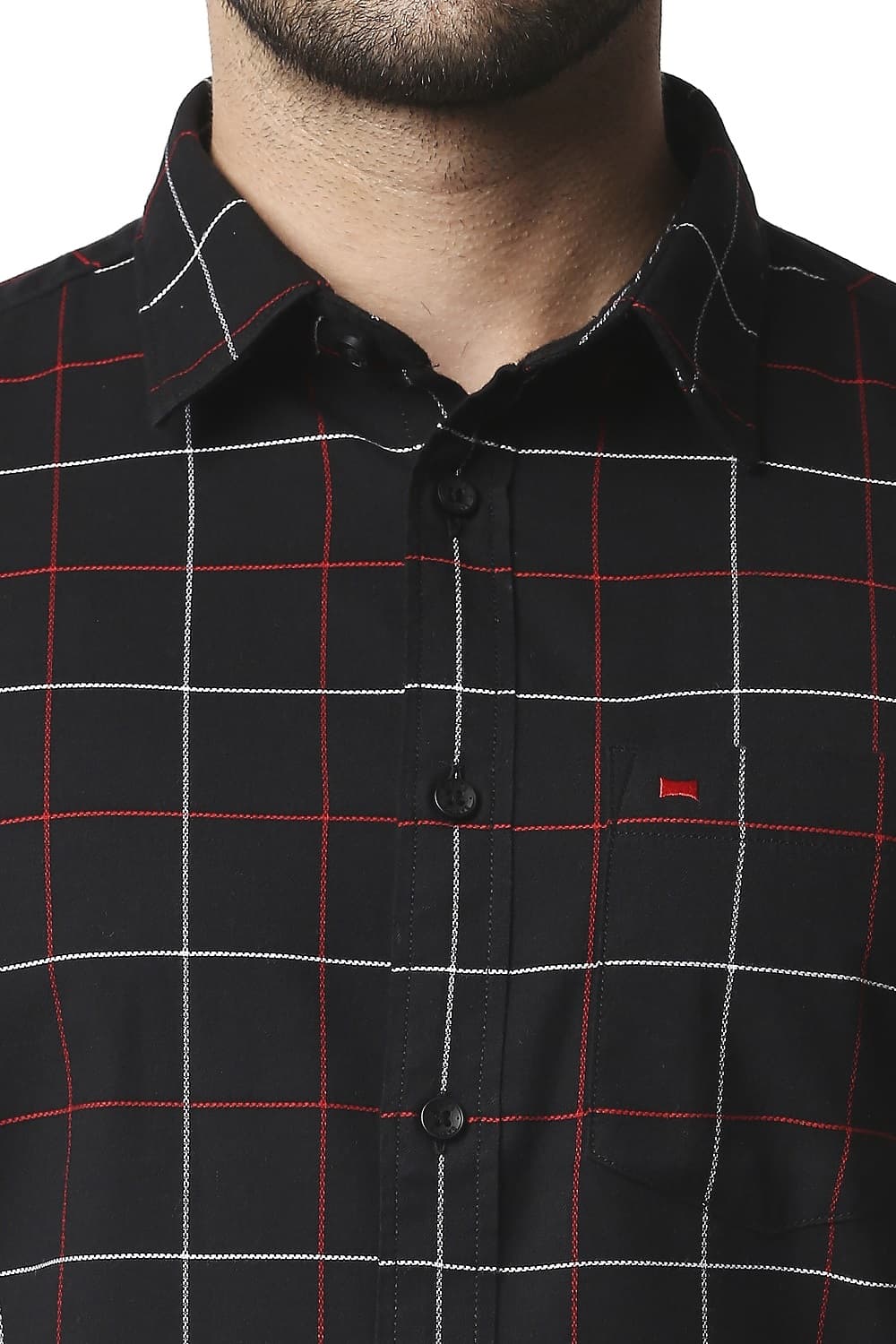 BASICS SLIM FIT DOBBY CHECKS HALFSLEEVES SHIRT