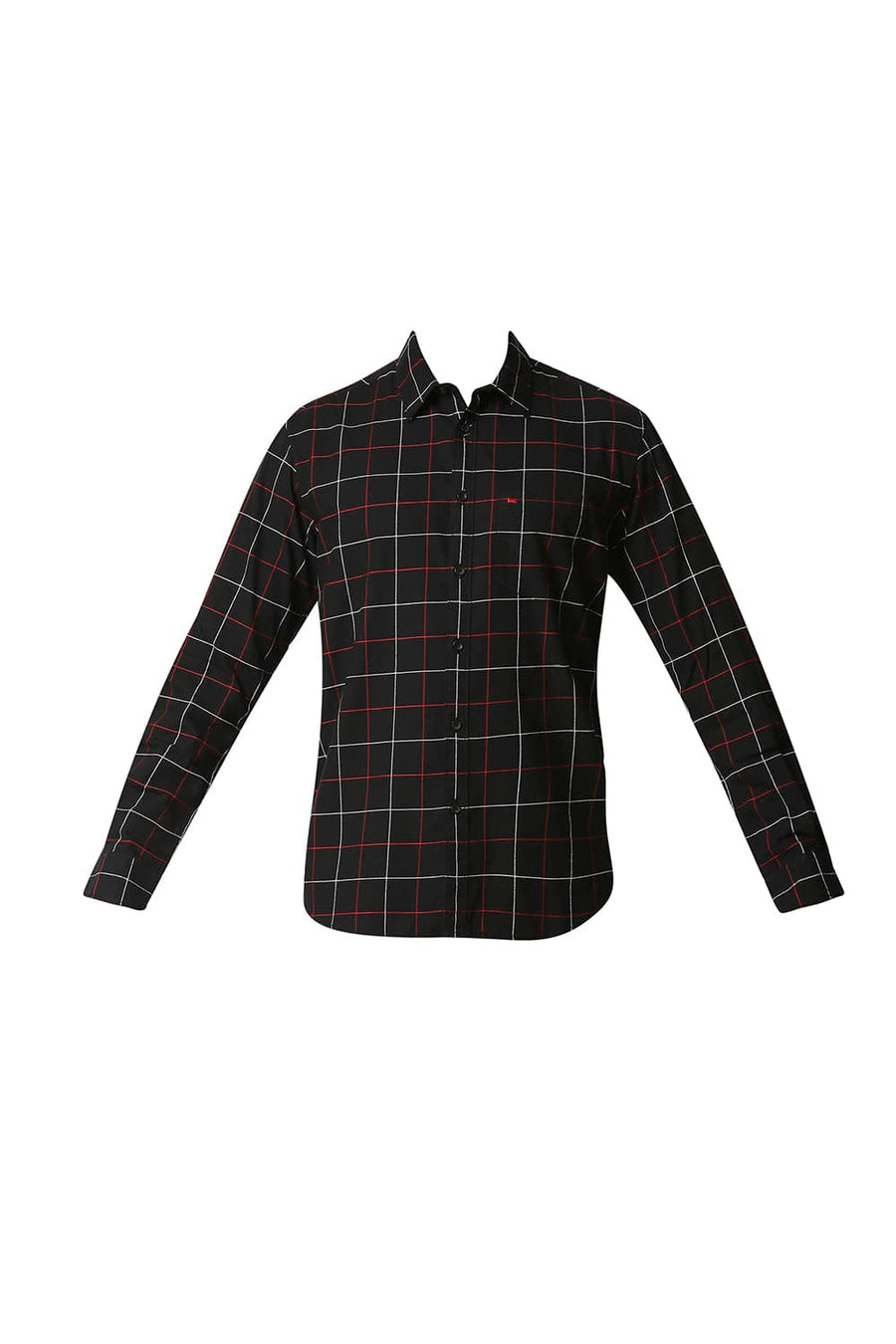 BASICS SLIM FIT BLACK NIGHT DOBBY CHECKS SHIRT
