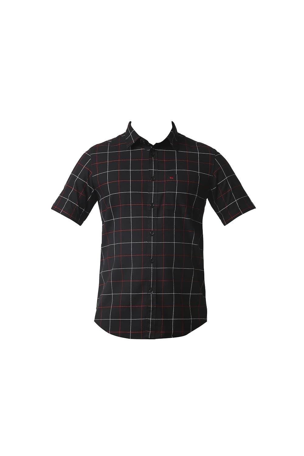 BASICS SLIM FIT DOBBY CHECKS HALFSLEEVES SHIRT