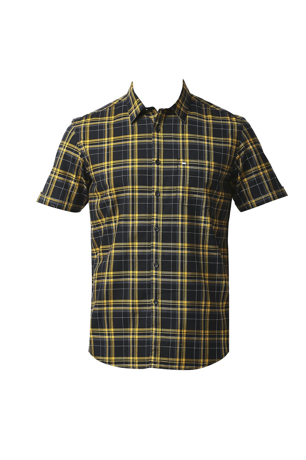 BASICS SLIM FIT DOBBY CHECKS HALFSLEEVES SHIRT