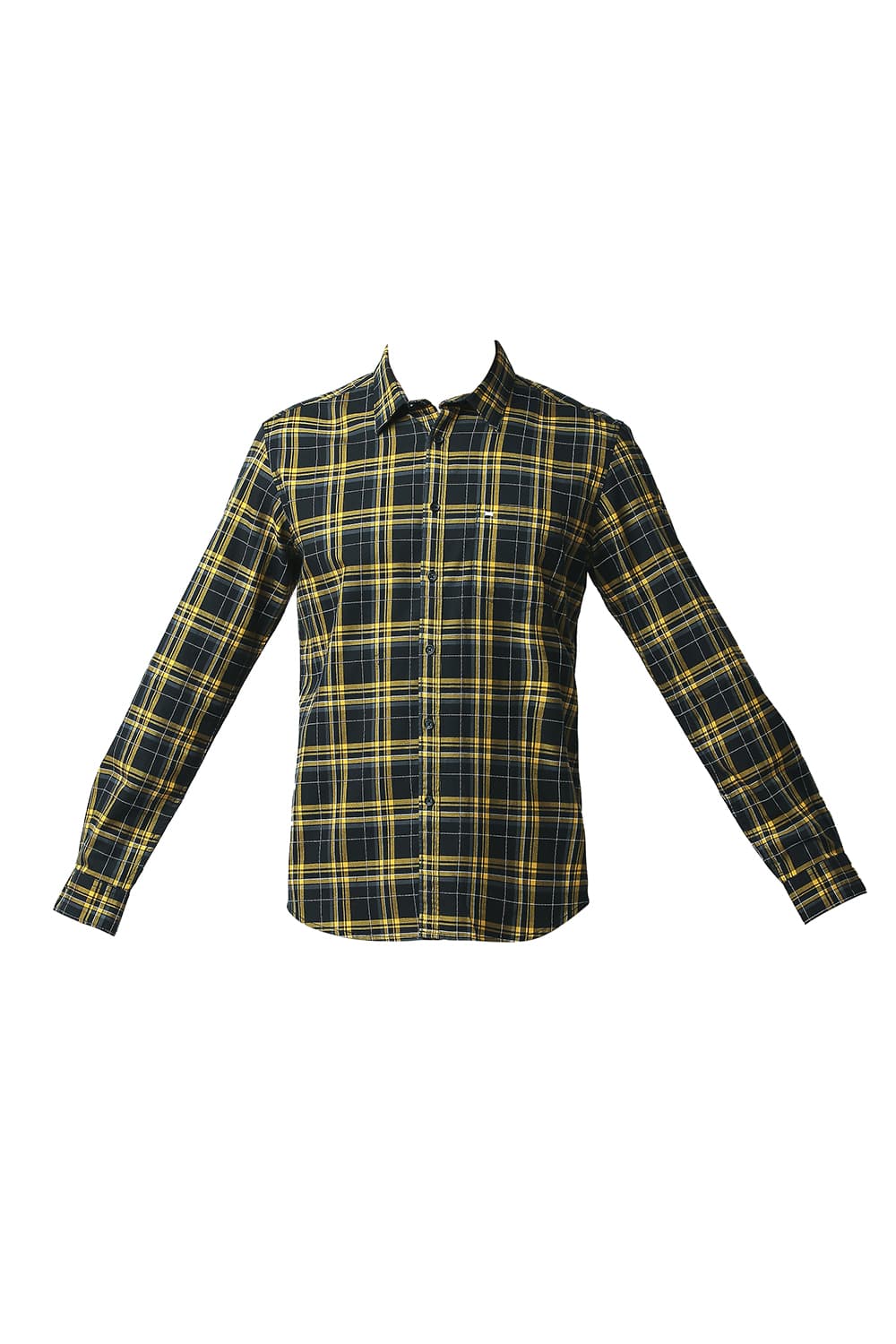 BASICS SLIM FIT DOBBY CHECKS SHIRT