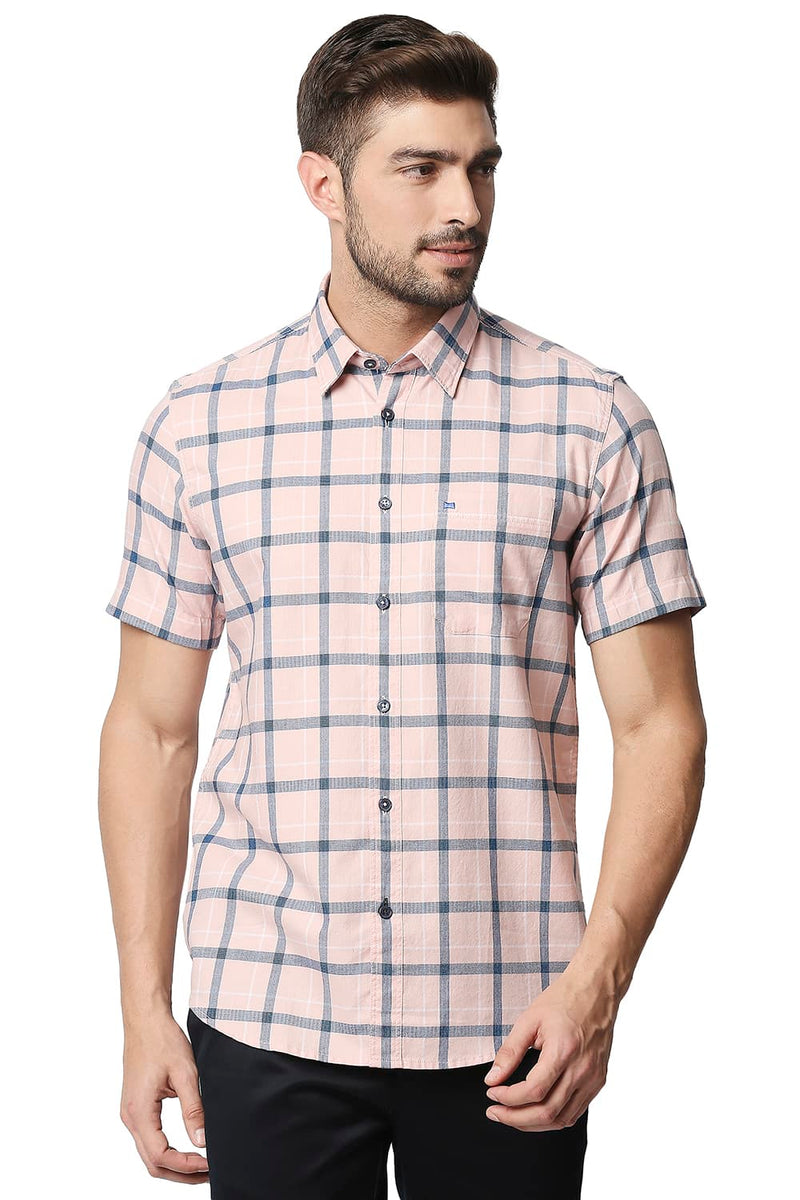 BASICS SLIM FIT TWILL CHECKS SHIRT SHIRT