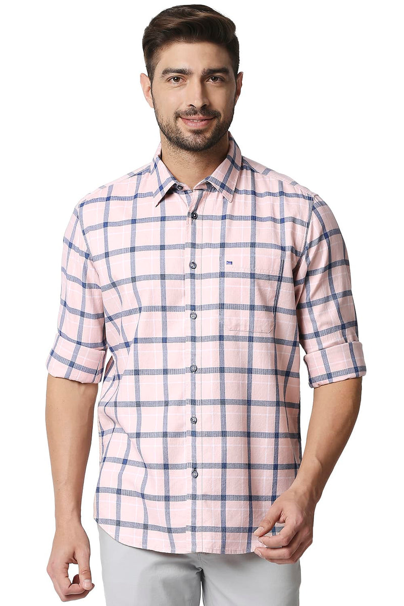 BASICS SLIM FIT TWILL CHECKS SHIRT SHIRT