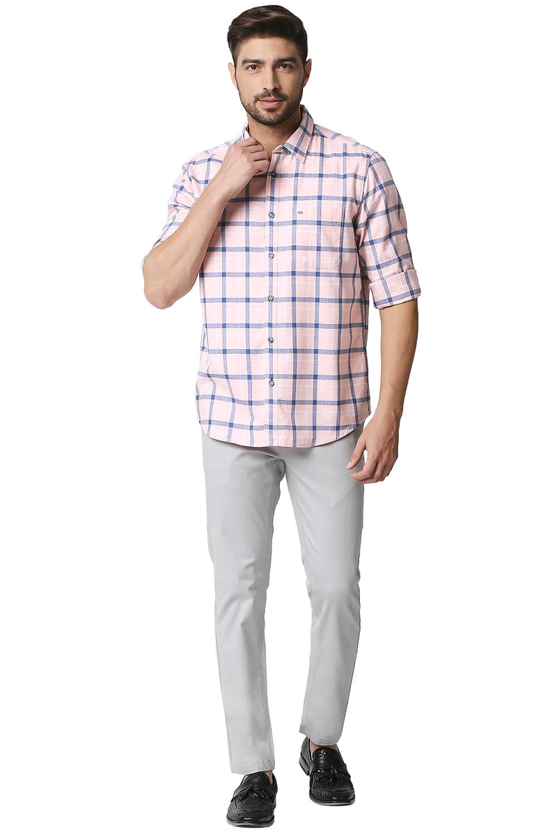 BASICS SLIM FIT TWILL CHECKS SHIRT SHIRT