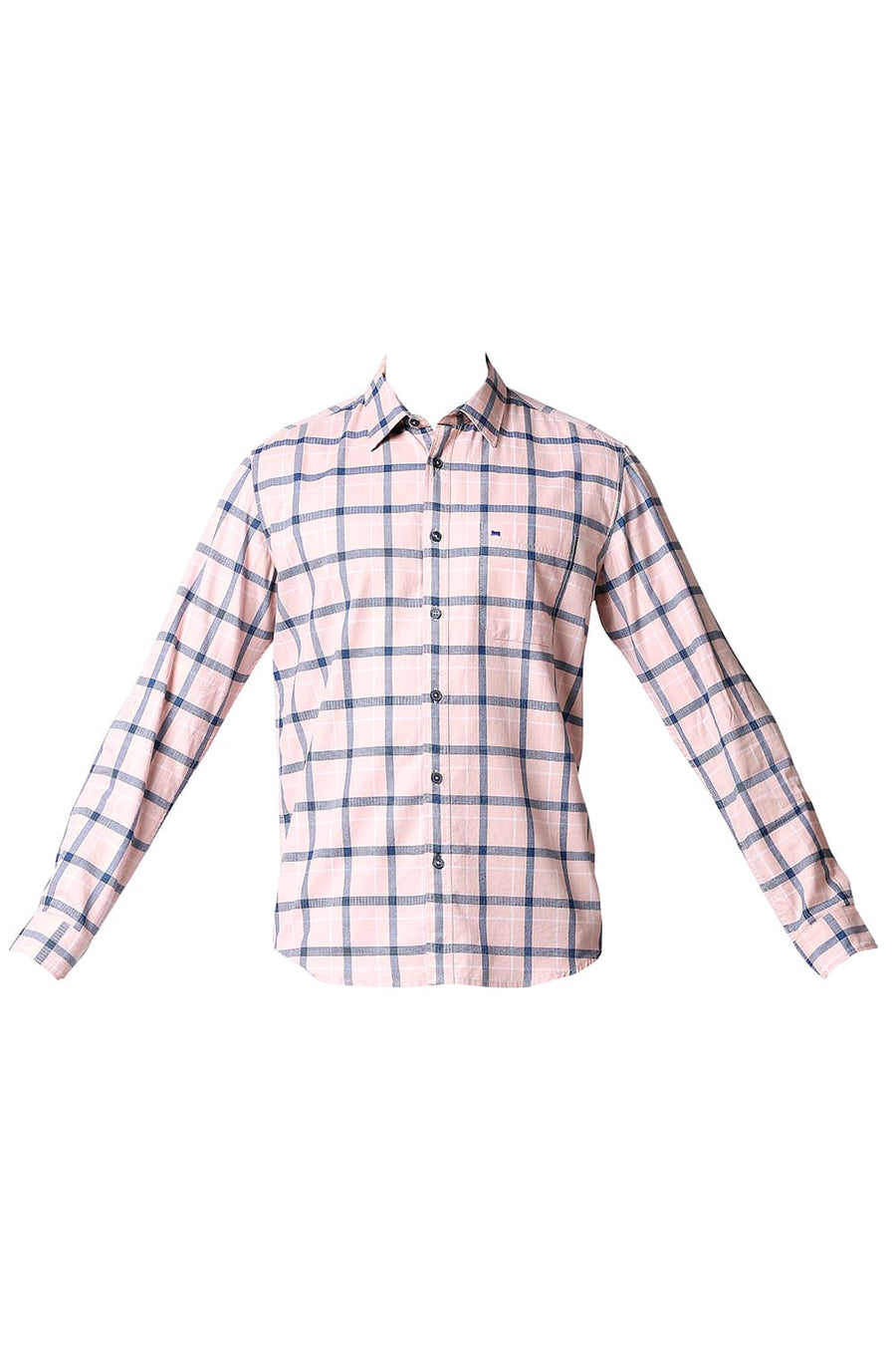 BASICS SLIM FIT BLOSSOM PINK TWILL CHECKS SHIRT SHIRT